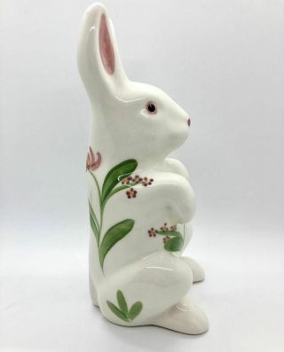 Vintage N.  S.  Gustin Co.  Ceramic Porcelain Bunny Rabbit White Floral Easter EUC 2