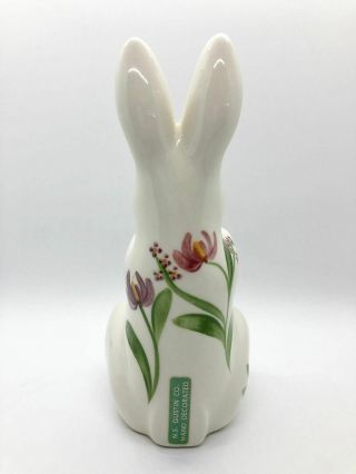 Vintage N.  S.  Gustin Co.  Ceramic Porcelain Bunny Rabbit White Floral Easter EUC 3