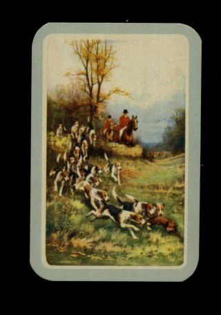 One Swap Card Woolworths Blank Back Tally Ho Fox Hunting Scene Horses Hounds Fox