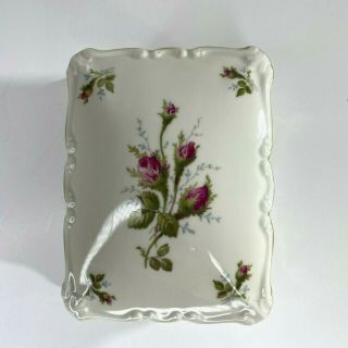 Rosenthal Pompadour Trinket Box Porcelain Selb Germany Rectangular Moss Rose