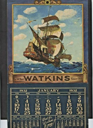 Vintage 1932 Watkins Liniment Calander For 1932 Great Advertising