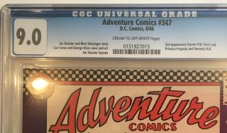 Adventure Comics 347 CGC 9.  0 CR/OW PAGES Legion of Heroes 3