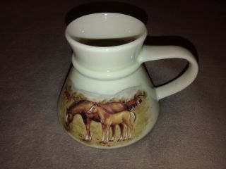 Vintage Otagiri Mother Horse And Foal Wide Base Coffee Mug Cup Made In Japan