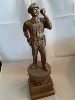 Police Man Officer In Uniform Statue With Trophy Base 13 " H
