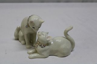 Lenox Crystal Cat Awake To A Kiss Set Of 2 Figurines Nos