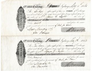 Two Bills Of Exchange $2,  000 Each From R.  Towns & Co. ,  Sydney,  Australia 1862