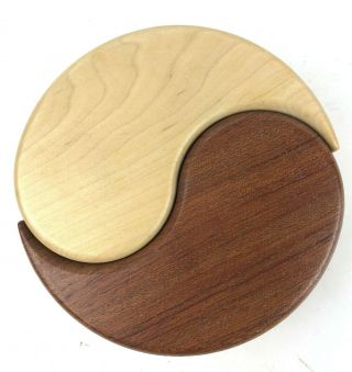 Yin Yang Wooden Puzzle Box Heartwood Creations Decorative Trinket Box Usa Euc