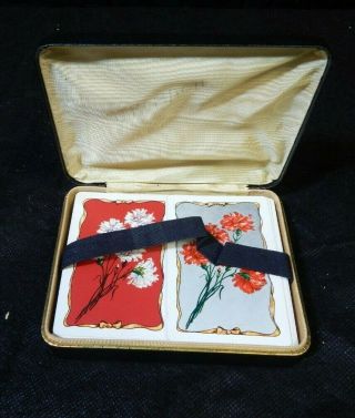 Vintage 1947 Kem Plastic Playing Cards 548 Floral Design Flowers Double Deck