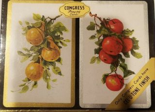 Vintage Congress Playing Cards Double Deck Retro Floral Cel - U - Tone Finish