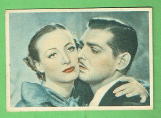O.  1934 Film Star Cigarette Postcard 47 Clark Gable & Joan Crawford