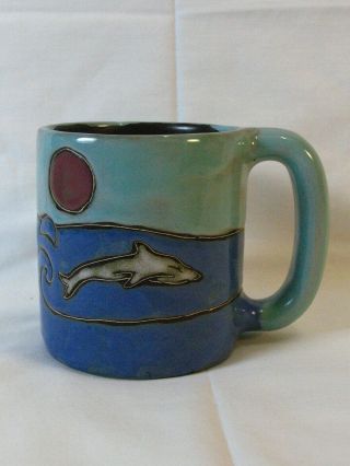 Mara Mexico Hand Crafted Dolphin Pottery Coffee Mug Pottery 16 Oz