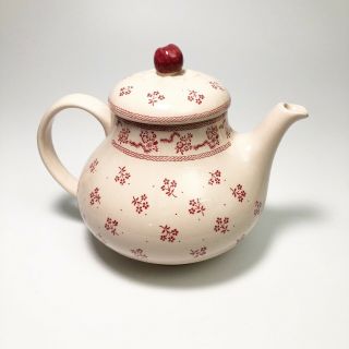Laura Ashley Pink Burgundy Petite Fleur Tea Pot Johnson Brothers Made In England