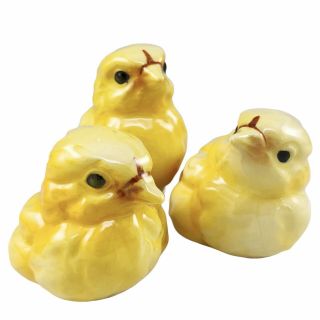 3 Goebel Chicks Figurines Baby Chickens Hand Painted Porcelain West Germany Vtg