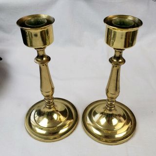 Vintage Polished Brass Baldwin Matched Pair Candlesticks