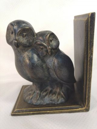 Vintage 1 Owl Bookend Door Stop Figurine Brass Bronze Cast Metal Owl Couple 6 "