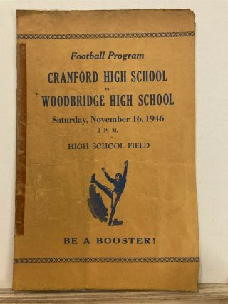 1946 Cranford High School Vs Woodbridge Football Program Patterson Jersey Nj