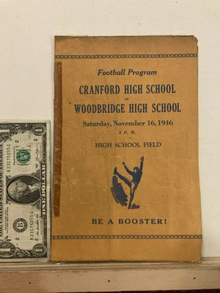 1946 Cranford High School Vs Woodbridge Football Program Patterson Jersey NJ 2