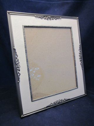Burnes Of Boston Picture Frame 8 " X 10 " Pewter Color Metal W/ Mat 11 " X 13 " Exc