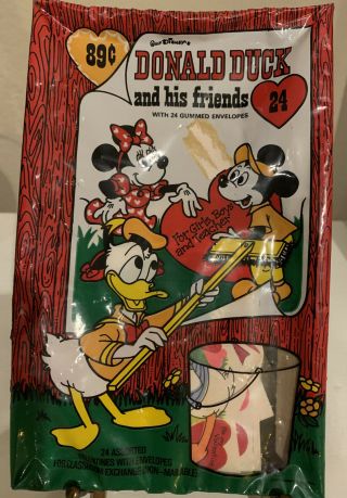 Vintage Walt Disney Donald Duck And His Friends Valentines 24 Cards,  Nib