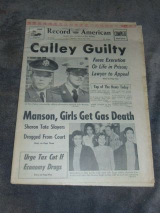 Mar.  30,  1971 Boston Newspaper: Charles Manson Family Gets Death Penalty