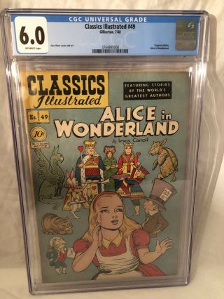 Classics Illustrated 49 Alice In Wonderland Gilberton 7/48 Comic Cgc 6.  0 Fine