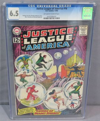 Justice League Of America 16 (flash,  Wonder Woman) Cgc 6.  5 Fn,  Dc Comics 1962