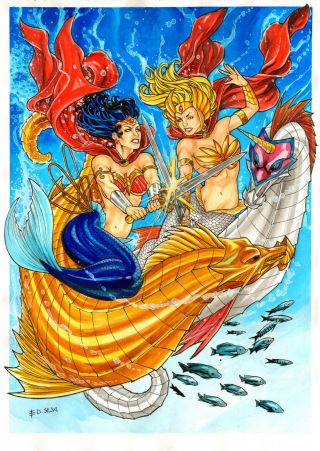 Ww & Shera Mermaid Sexy 11x17 " Pinup Art - Comic Page By Ed Silva