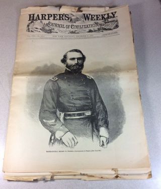 Antique 1864 Harper’s Weekly Newspaper Civil War Photographed By Brady
