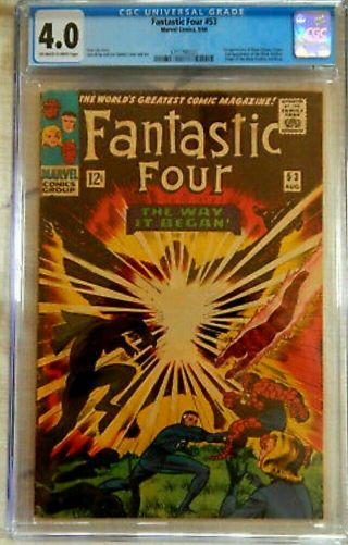 Fantastic Four 53 Cgc 4.  0 Ow/w 2nd App Black Panther/origin 1st App Klaw 1 St