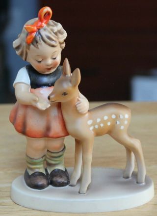 Hummel Goebel " Friends " Girl With Fawn Deer Figurine 136/1 Tmk 5 1947