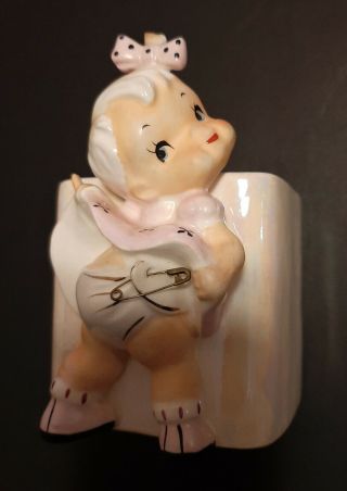 Vintage 5 " Sassy Baby In Diaper Planter Esd Lefton 8665 Japan 1960 