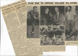 Don Hutson Curly Lambeau Green Bay Packers Oppose All - Stars 1945 Article