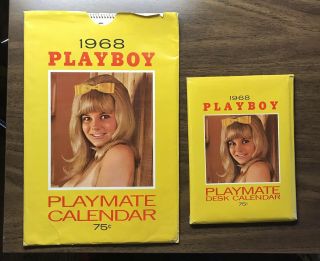 Vintage - 1968 Playboy Playmate Calendar & Desk Set - -