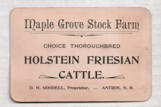 Antrim,  Hampshire Maple Grove Stock Farm Holstein Friesian Cattle Bus Card