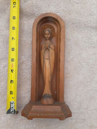 Rare Vintage Anri Italy Virgin Mary Madonna Wood Carved Statue