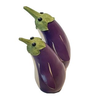 Enesco Home Grown 4014404 - Purple Eggplant Penguins Figurine