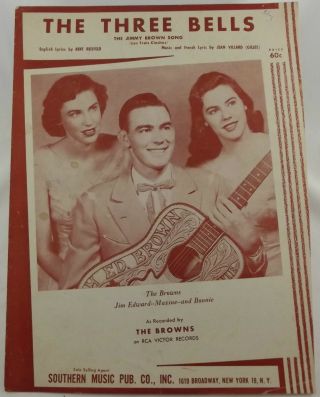 1945 Sheet Music The Three Bells Jim Edward Maxine Bonnie Brown Villard Cloches