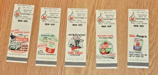 1950s Texaco Gas Station Set Of 5 Advertising Matchbook Granite Falls Wa Oil Can