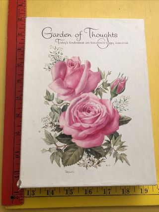 Vintage American Greetings Stationery Roses Garden Of Thoughts 1974 23 Decorated