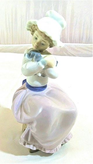 Signed Nao By Lladro Young Girl With Puppy Dog Porcelain Figurine,  Gift Idea