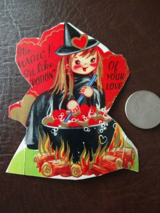 Vtg Valentine Card With Black Cauldron It 