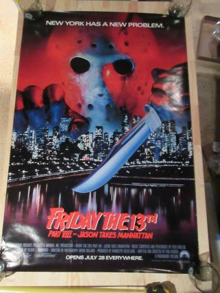 1989 Movie Poster For " Friday The 13th Part Viii Jason Takes Manhattan 27 " X 40 "