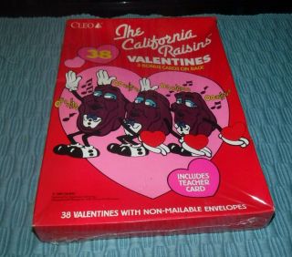 Vintage 1988 The California Raisins Valentines 38 Boxed Cards 1980s