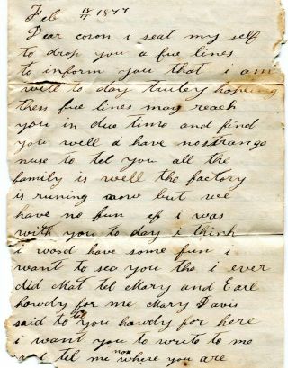 1844 Sc Letter J F Kinsler To Mattie Lumkin Abbeville Greenwood Area Sc