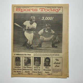 May 1978 La Herald Newspaper Mlb Cincinnati Reds Pete Rose 3000th Hit Vintage