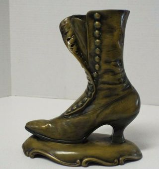 Vintage Atlantic Mold Victorian Green Shoe Boot Ceramic Flower Vase Planter