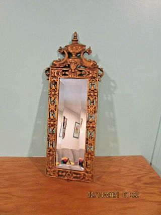 Vintage Beveled Glass Mirror With Ornate Metal Frame