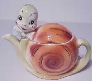 Vintage Enesco Snappy The Snail Teapot Anthropomorphic Japan 6 " Tall