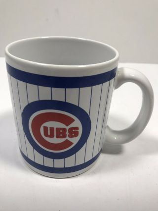 Chicago Cubs Pinstriped Ceramic Coffee Mug,  Red,  White & Blue Official Mlb Papel