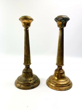 Vtg Brass Candlesticks Candle Holder Set Of 2 11 Inches Tall Large